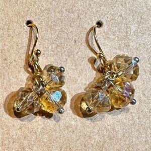 Handmade Champagne Swarovski Crystal Dangle Earrings Sterling Silver Backing